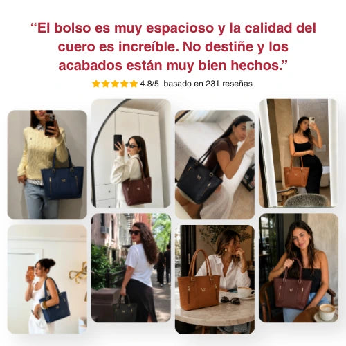 Dúo Dama Vélez - Bolso de Mano en Cuero + Billetera de Regalo