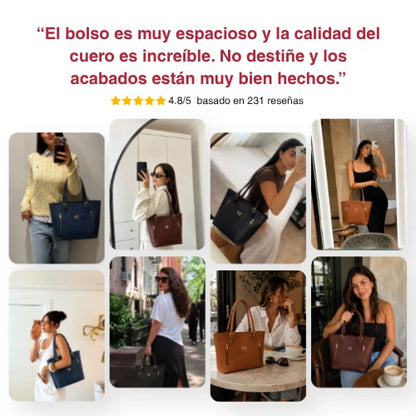 Dúo Dama Vélez - Bolso de Mano en Cuero + Billetera de Regalo