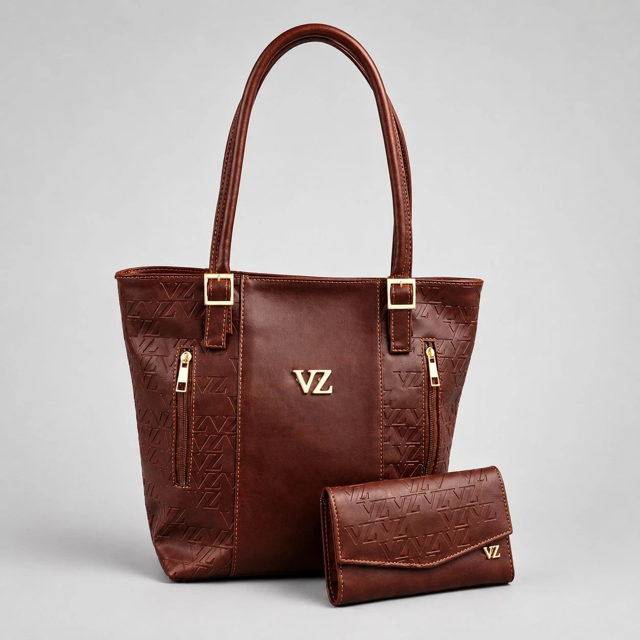 Dúo Dama Vélez - Bolso de Mano en Cuero + Billetera de Regalo