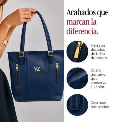 Dúo Dama Vélez - Bolso de Mano en Cuero + Billetera de Regalo